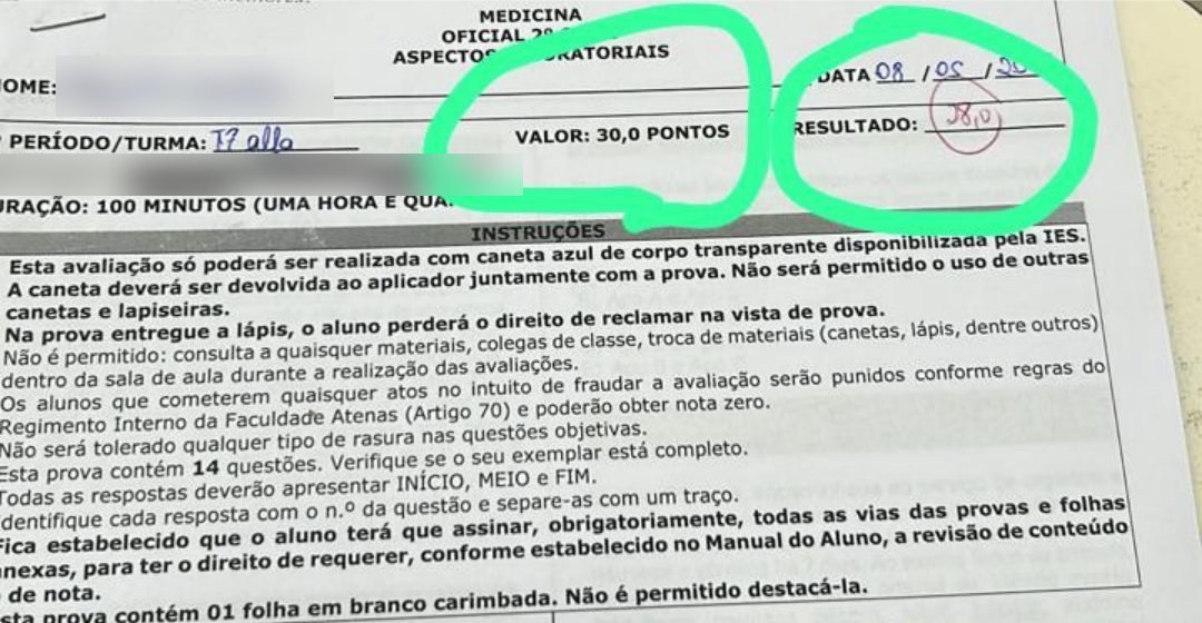 Prova oficial de Aspectos Laboratoriais com resultado 28,0 de 30 pontos.