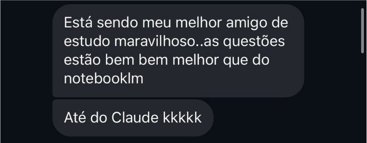 Mensagem de aluna: o MedMindex está sendo meu melhor amigo de estudo, as questões estão bem melhores que as do NotebookLM.